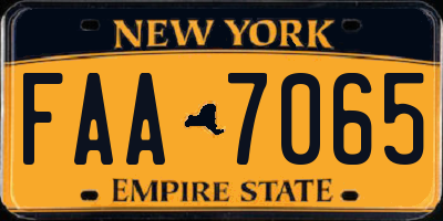 NY license plate FAA7065