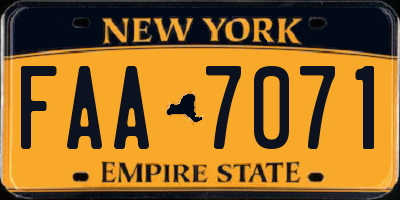 NY license plate FAA7071