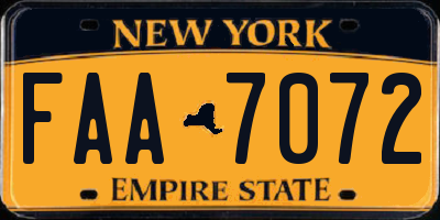 NY license plate FAA7072