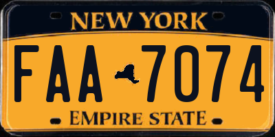 NY license plate FAA7074