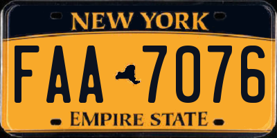 NY license plate FAA7076