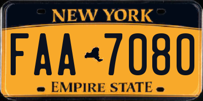 NY license plate FAA7080