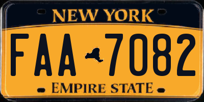 NY license plate FAA7082