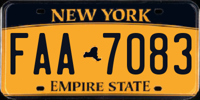 NY license plate FAA7083