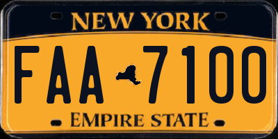 NY license plate FAA7100