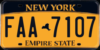 NY license plate FAA7107