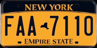 NY license plate FAA7110