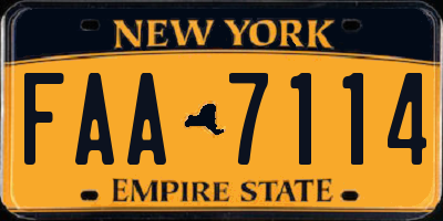 NY license plate FAA7114