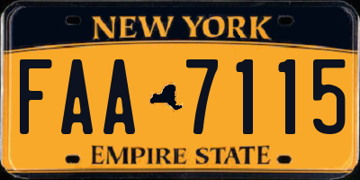 NY license plate FAA7115