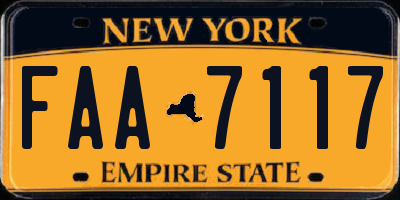 NY license plate FAA7117