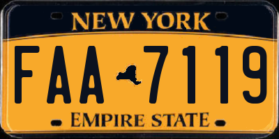 NY license plate FAA7119