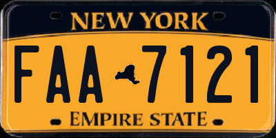 NY license plate FAA7121