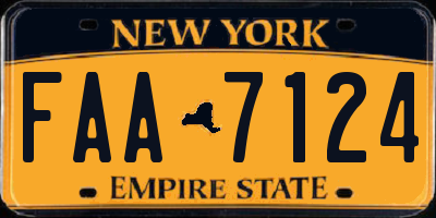 NY license plate FAA7124