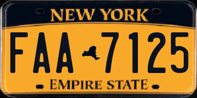 NY license plate FAA7125