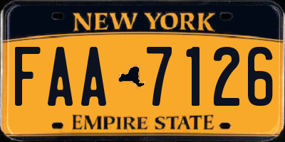 NY license plate FAA7126