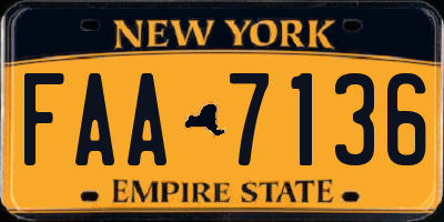 NY license plate FAA7136