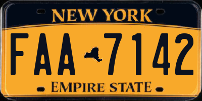 NY license plate FAA7142