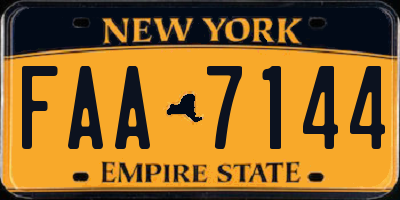 NY license plate FAA7144