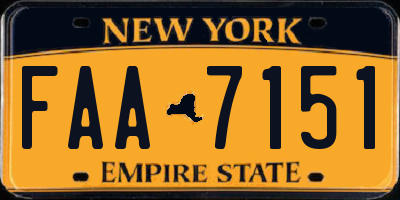 NY license plate FAA7151
