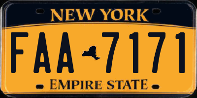 NY license plate FAA7171