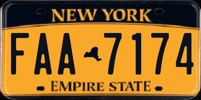 NY license plate FAA7174