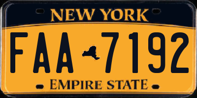 NY license plate FAA7192