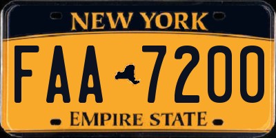 NY license plate FAA7200