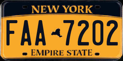 NY license plate FAA7202