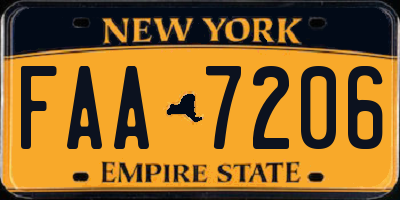 NY license plate FAA7206