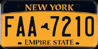 NY license plate FAA7210