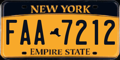 NY license plate FAA7212