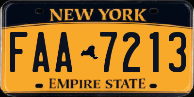 NY license plate FAA7213