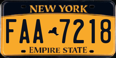 NY license plate FAA7218