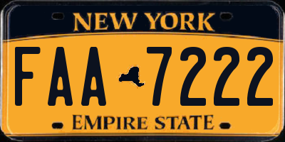 NY license plate FAA7222