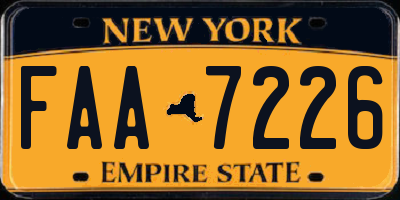 NY license plate FAA7226