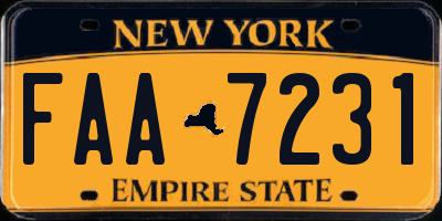 NY license plate FAA7231