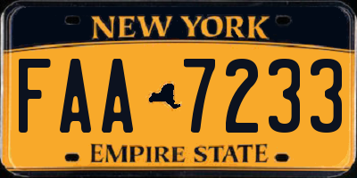 NY license plate FAA7233