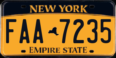 NY license plate FAA7235