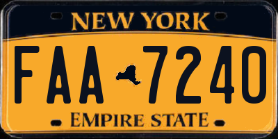 NY license plate FAA7240