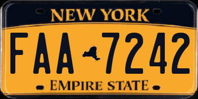 NY license plate FAA7242
