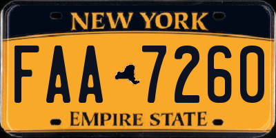 NY license plate FAA7260