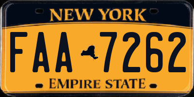 NY license plate FAA7262
