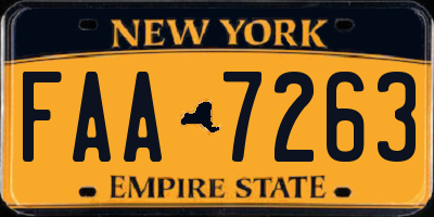 NY license plate FAA7263