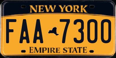 NY license plate FAA7300