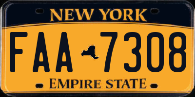 NY license plate FAA7308