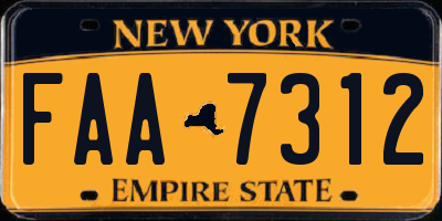 NY license plate FAA7312