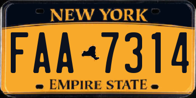 NY license plate FAA7314