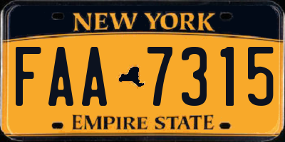 NY license plate FAA7315