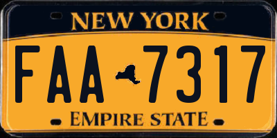 NY license plate FAA7317