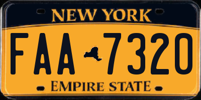 NY license plate FAA7320